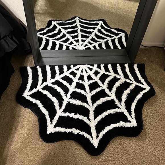 NEW Spider Web Bath Mat - Halloween Rug Bathroom Decor Gothic Home , 32" x 20" - Picture 6 of 9